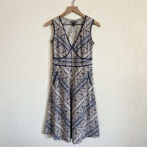 Vintage Y2K Eddie Bauer Sleeveless V-Neck Midi Dress 4 Petite Cotton Outdoor